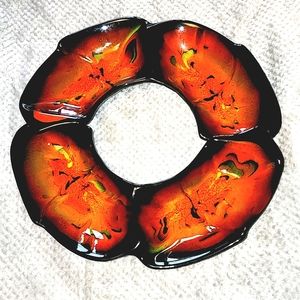 Cal. Pottery Flame Serving Dish Set Gorgeous MCM